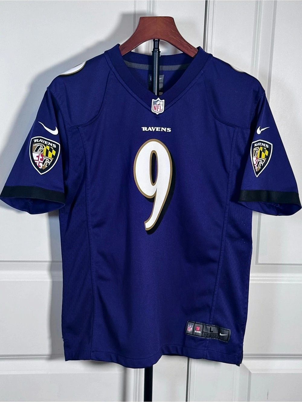 Nike Justin Tucker Baltimore Ravens #9 Jersey Youth L 14-16 Purple NFL On Field